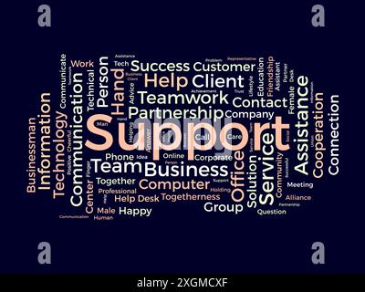 Support wordcloud template. Business concept vector background. Stock Vector