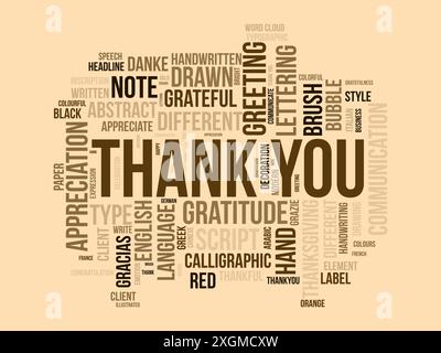 Thank You wordcloud template. Greeting concept vector background. Stock Vector
