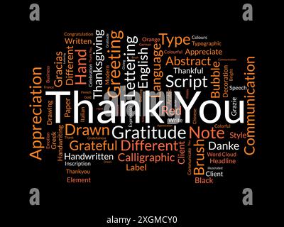 Thank You wordcloud template. Greeting concept vector background. Stock Vector