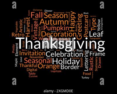 Thanksgiving wordcloud template. Festival concept vector background. Stock Vector