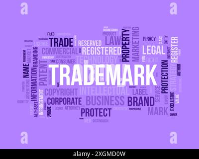 Trademark wordcloud template. Business rights concept vector background. Stock Vector