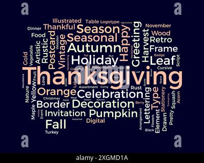 Thanksgiving wordcloud template. Festival concept vector background. Stock Vector