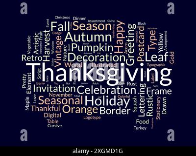 Thanksgiving wordcloud template. Festival concept vector background. Stock Vector