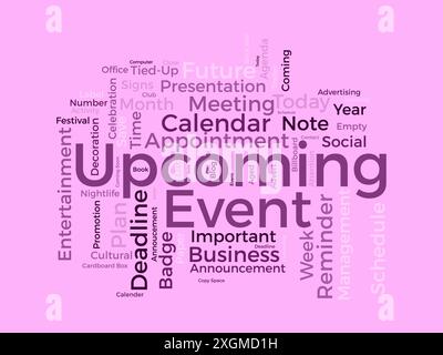 Upcoming Event wordcloud template. Business concept vector background. Stock Vector