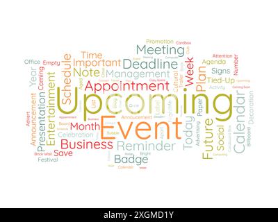 Upcoming Event wordcloud template. Business concept vector background. Stock Vector