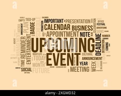Upcoming Event wordcloud template. Business concept vector background. Stock Vector