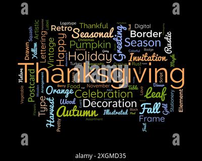 Thanksgiving wordcloud template. Festival concept vector background. Stock Vector