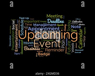 Upcoming Event wordcloud template. Business concept vector background. Stock Vector