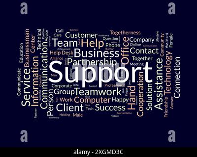 Support wordcloud template. Business concept vector background. Stock Vector