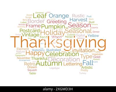 Thanksgiving wordcloud template. Festival concept vector background. Stock Vector