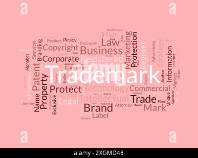 Trademark wordcloud template. Business rights concept vector background. Stock Vector