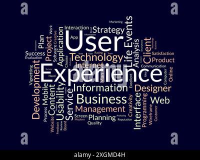 User Experience wordcloud template. Web Business concept vector background. Stock Vector