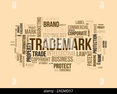 Trademark wordcloud template. Business rights concept vector background. Stock Vector