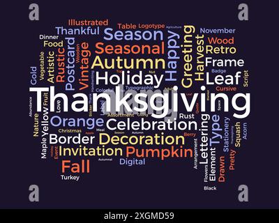 Thanksgiving wordcloud template. Festival concept vector background. Stock Vector