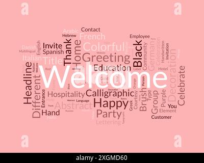 Welcome wordcloud template. Greeting concept vector background. Stock Vector