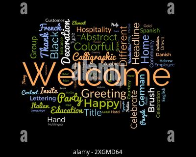 Welcome wordcloud template. Greeting concept vector background. Stock Vector