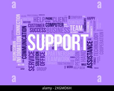 Support wordcloud template. Business concept vector background. Stock Vector