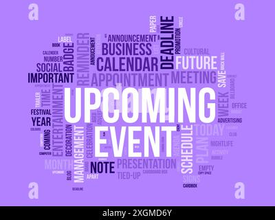 Upcoming Event wordcloud template. Business concept vector background. Stock Vector