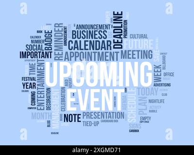 Upcoming Event wordcloud template. Business concept vector background. Stock Vector