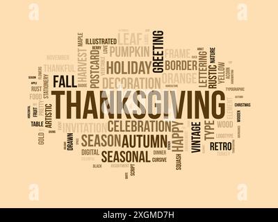 Thanksgiving wordcloud template. Festival concept vector background. Stock Vector