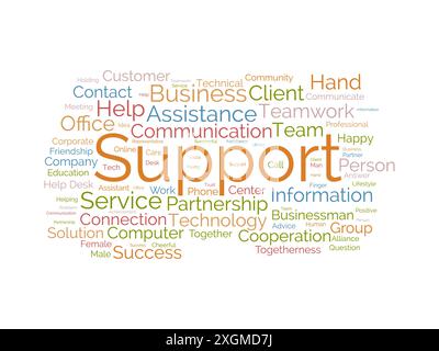 Support wordcloud template. Business concept vector background. Stock Vector