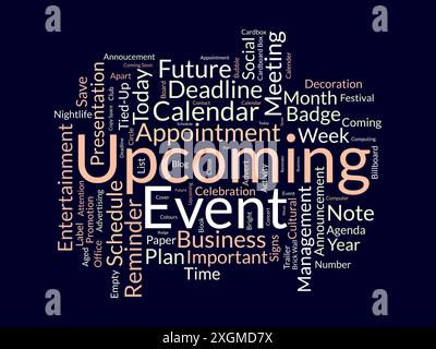 Upcoming Event wordcloud template. Business concept vector background. Stock Vector
