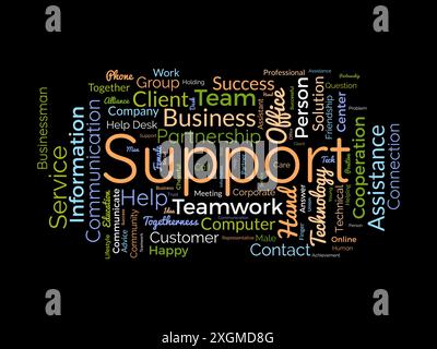 Support wordcloud template. Business concept vector background. Stock Vector