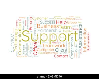 Support wordcloud template. Business concept vector background. Stock Vector