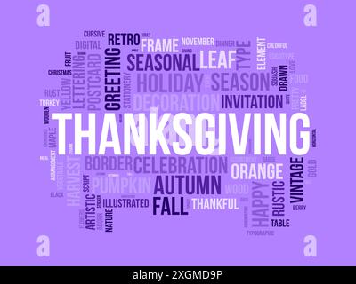 Thanksgiving wordcloud template. Festival concept vector background. Stock Vector
