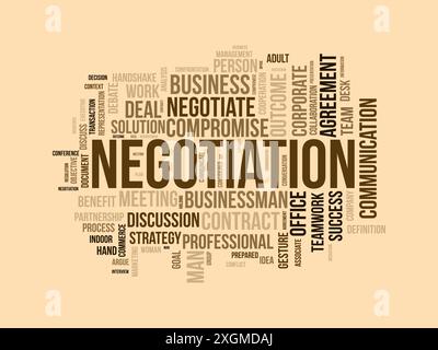 Negotiation wordcloud template. Business and Communication concept vector background. Stock Vector