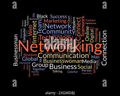 Networking wordcloud template. Business concept vector background. Stock Vector