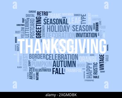 Thanksgiving wordcloud template. Festival concept vector background. Stock Vector