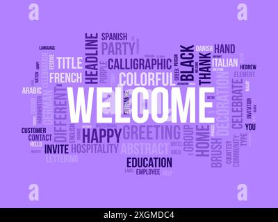 Welcome wordcloud template. Greeting concept vector background. Stock Vector