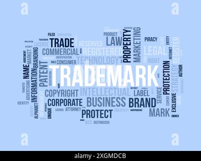 Trademark wordcloud template. Business rights concept vector background. Stock Vector