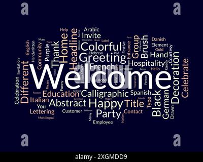 Welcome wordcloud template. Greeting concept vector background. Stock Vector