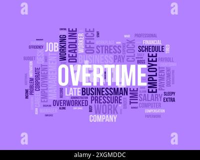 Overtime wordcloud template. Business concept vector background. Stock Vector