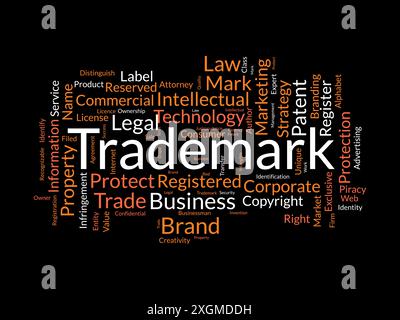 Trademark wordcloud template. Business rights concept vector background. Stock Vector