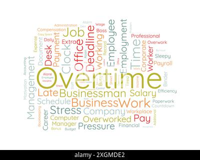 Overtime wordcloud template. Business concept vector background. Stock Vector