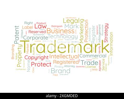 Trademark wordcloud template. Business rights concept vector background. Stock Vector