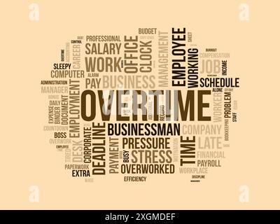 Overtime wordcloud template. Business concept vector background. Stock Vector