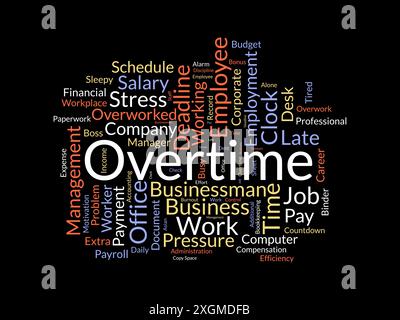 Overtime wordcloud template. Business concept vector background. Stock Vector