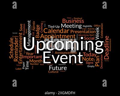 Upcoming Event wordcloud template. Business concept vector background. Stock Vector