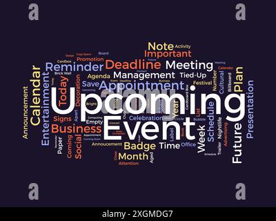 Upcoming Event wordcloud template. Business concept vector background. Stock Vector