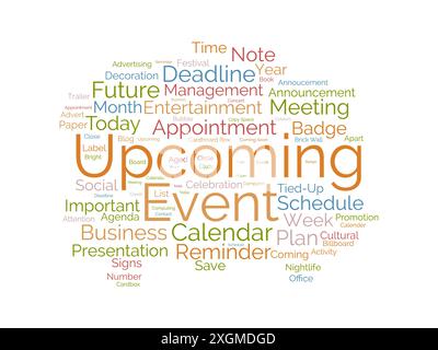 Upcoming Event wordcloud template. Business concept vector background. Stock Vector