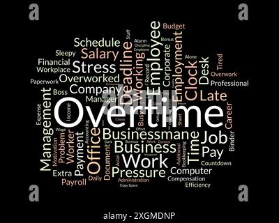 Overtime wordcloud template. Business concept vector background. Stock Vector
