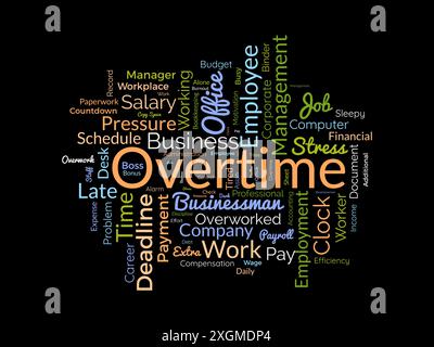 Overtime wordcloud template. Business concept vector background. Stock Vector