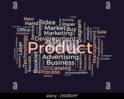 Product wordcloud template. Business concept vector background. Stock Vector