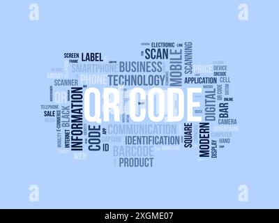 Qr Code wordcloud template. Business concept vector background. Stock Vector