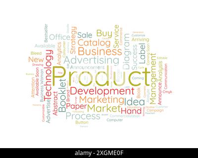Product wordcloud template. Business concept vector background. Stock Vector
