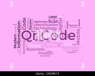 Qr Code wordcloud template. Business concept vector background. Stock Vector